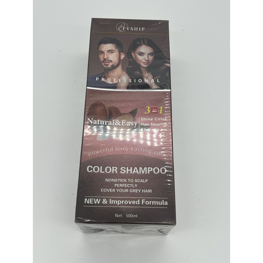 FVSHIP 3-in-1 Natural & Easy Color Shampoo Hair Dye Black 500ml Grey Hair
